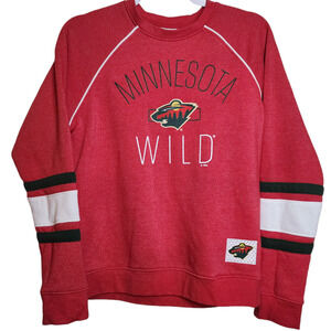 Womens Heather Red Minnesota Wild Fleece Raglan Sweatshirt Small